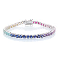 S925 Silver Lab Rainbow Sapphire Bracelet Round 3mm
